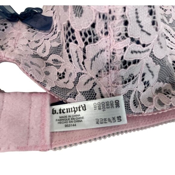 B.tempt'd Pink Lace Bralette With Navy Bow Size S - Picture 5 of 7